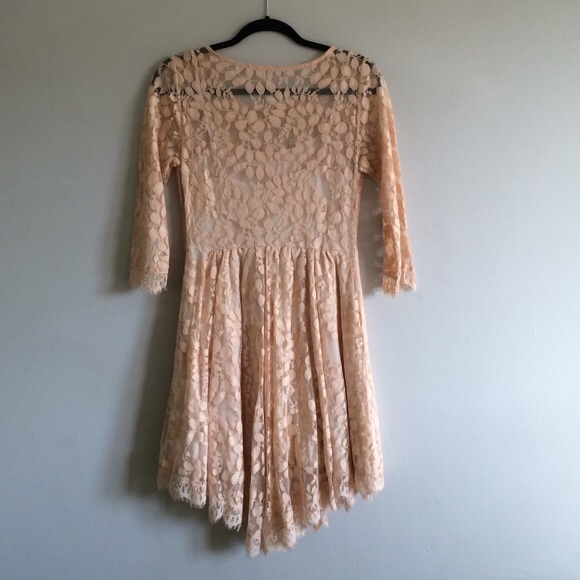 Free People Floral Mesh Lace Dress in Pink Sand - Picture 3 of 3